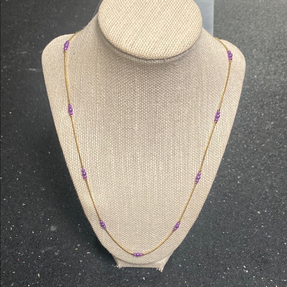 Sarah Coventry vintage 90s  Gold Necklace with Purple Accents